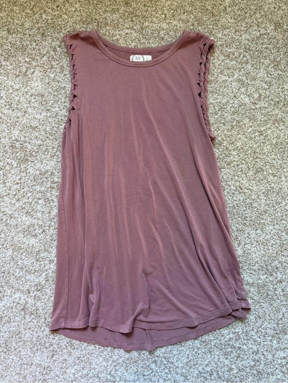 Mauve Tank with Side Lattice Detail